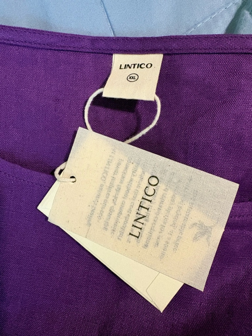 Lintico Sofia 100% linen purple midi length 3/4 sleeve dress - Picture 6 of 16